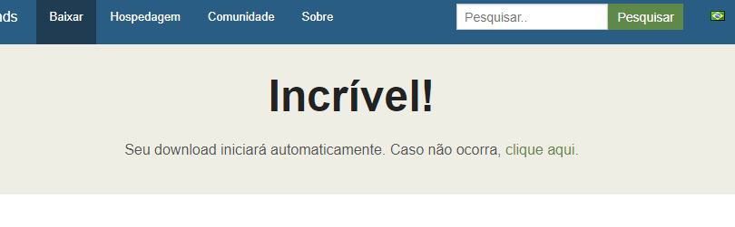 Download do Xamp iniciado