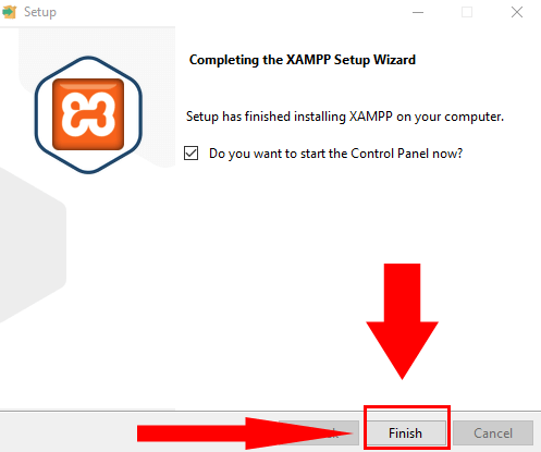 Instalação do Xampp concluído