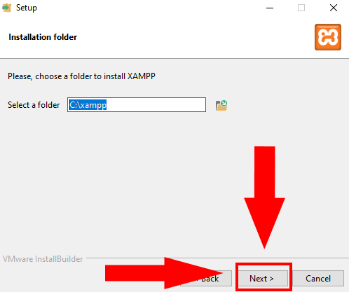 Local de instalação do Xampp no Windows