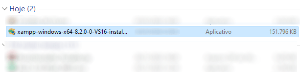 Download do Xampp realizado