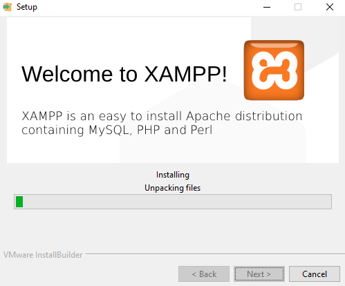 Xampp sendo instalado no Windows