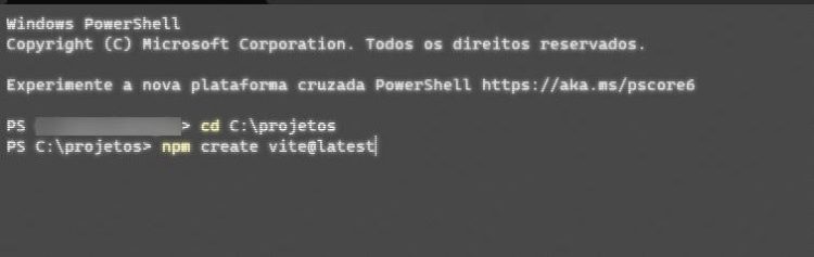 Comando NPM para a instalação do projeto do Vite