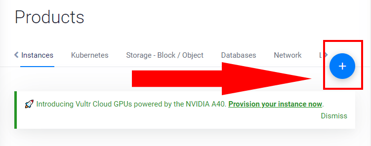 Botão para começar a criar o servidor VPS. Botão para começar a criar o servidor VPS.