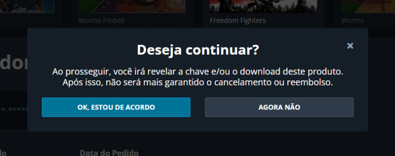 Aviso para Debloquear chave de jogo na Nuuvem