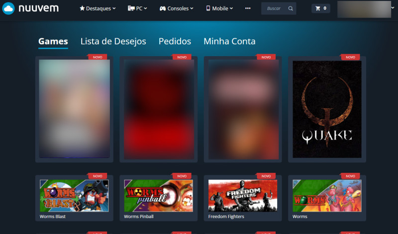 Área de jogos comprados na Nuuvem