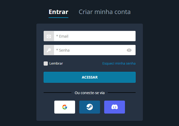 Formulário de Login da Nuuvem
